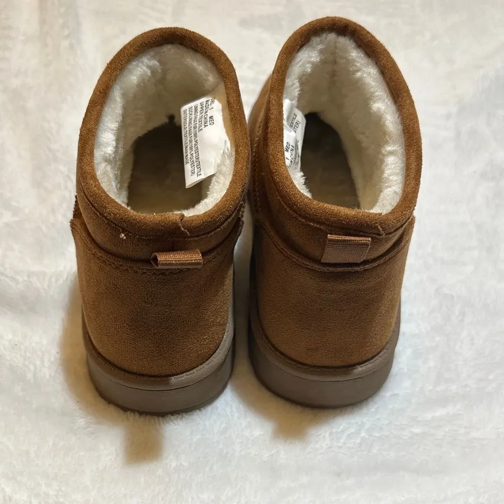 Brand new Brown Suede mini platform Ankle Boots with Sherpa lining size 1